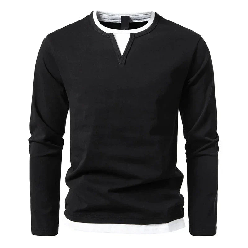 Herren Langarmshirt Modern Henley Style