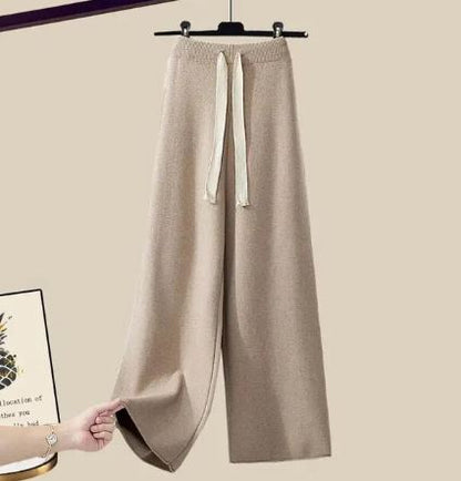 Bequemer Strickanzug Lockere Passform Zweiteilig Damen