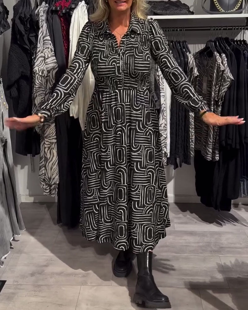 Elegante Bluse mit Lapel Kragen und Trend-Druck
