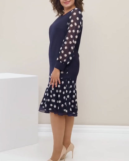 Elegante Bluse Rundhals Polka Dot - IdealeKleiden
