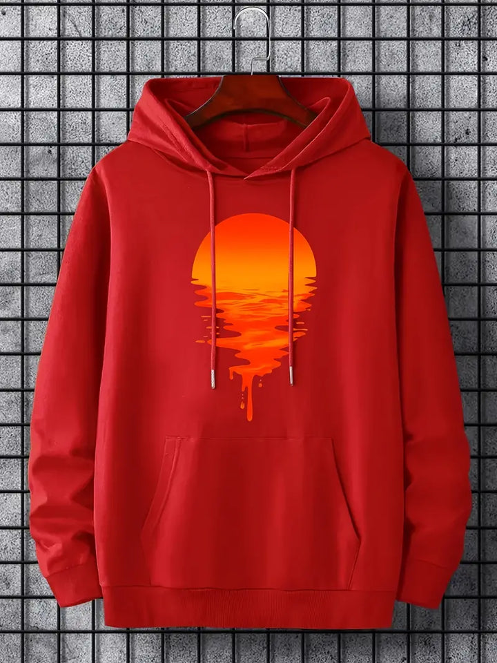 Herren Pullover Kapuze Sonnenuntergang Motiv