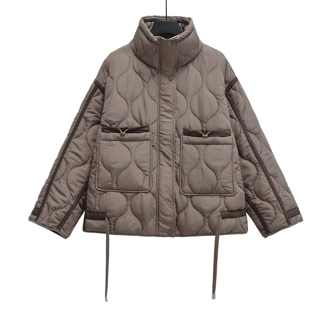 Modische Baumwolle Jacke Damen Hüftlang mit Stehkragen