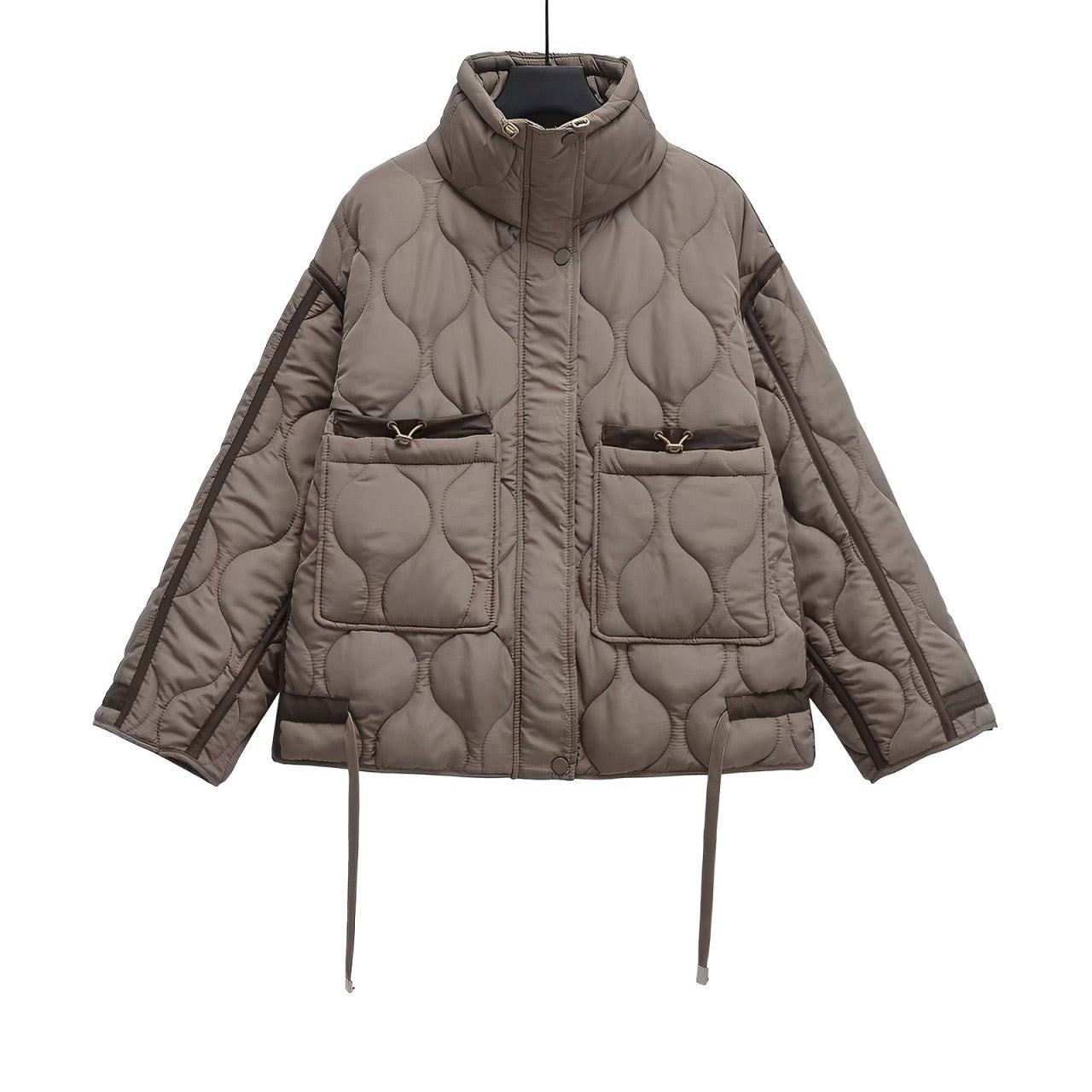Modische Baumwolle Jacke Damen Hüftlang mit Stehkragen