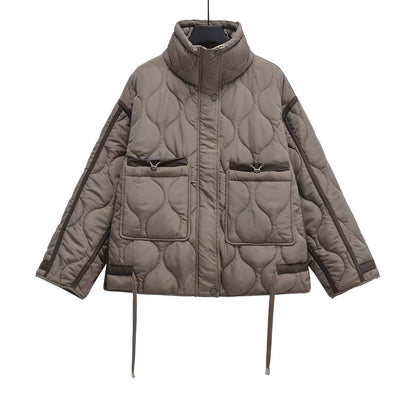 Modische Baumwolle Jacke Damen Hüftlang mit Stehkragen