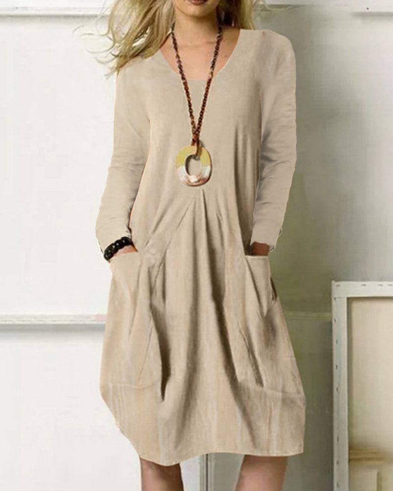 Praktisches Kleid Mit Taschen Damen