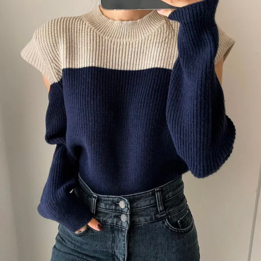 Stylische Strickpullover Damen Mode Ausschnitt Ärmel - IdealeKleiden