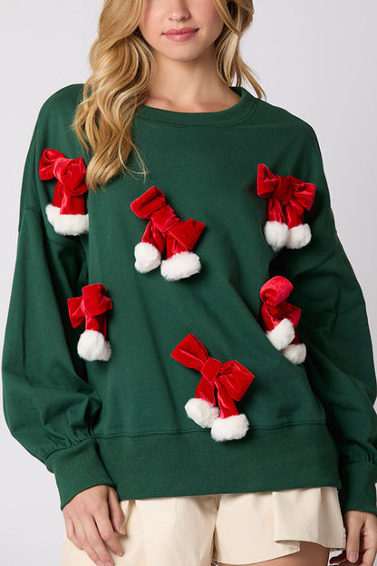 Weihnachtssweatshirt mit Schleife Elegant Langarm