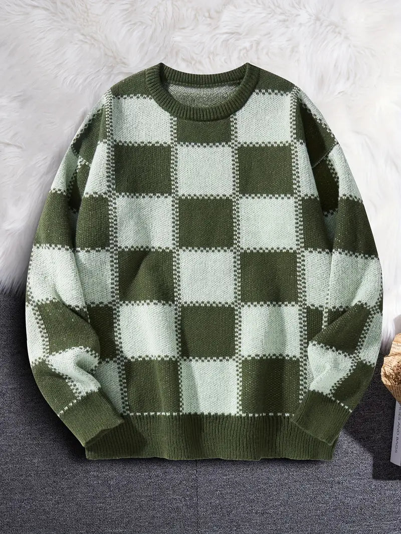 Schachmuster Pullover für Herren - IdealeKleiden