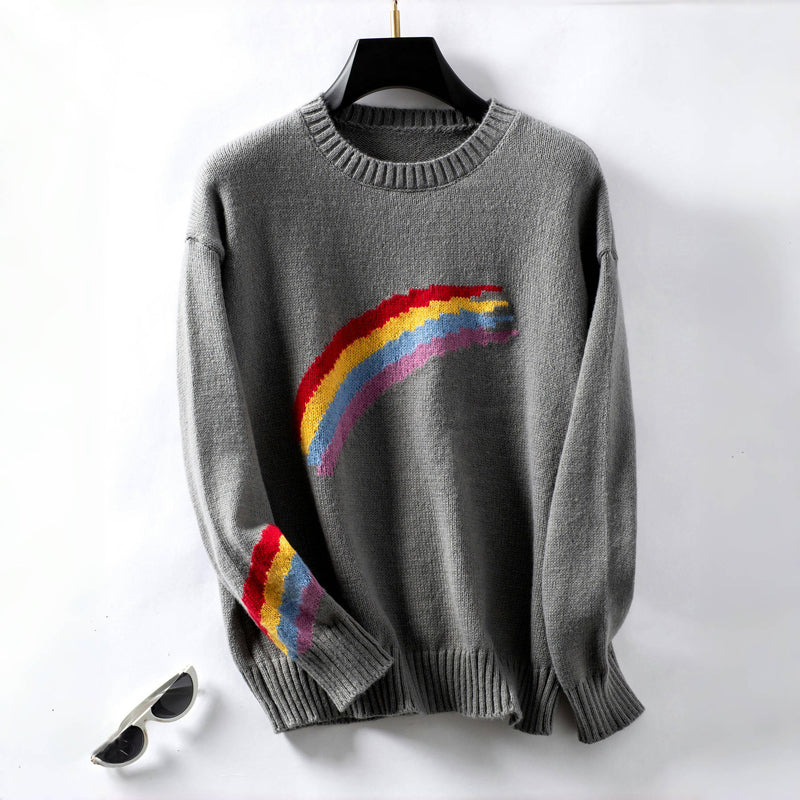 Bunte Strickpullover Regenbogen Farben