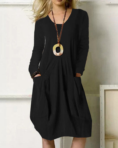 Praktisches Kleid Mit Taschen Damen