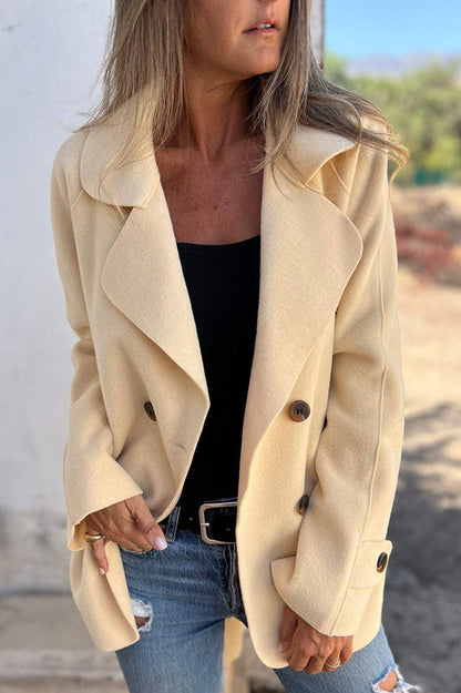Stylische Freizeitjacke Langarm Revers Knopf Blau