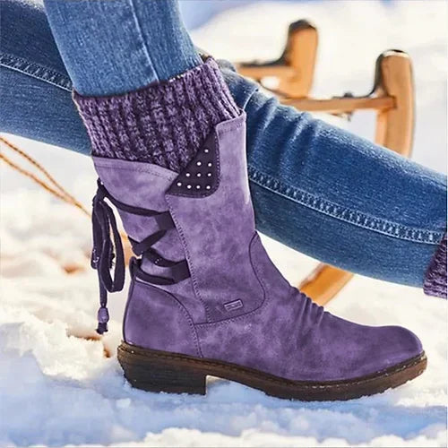 Modische Winterstiefeletten Zum Schnüren Elegant