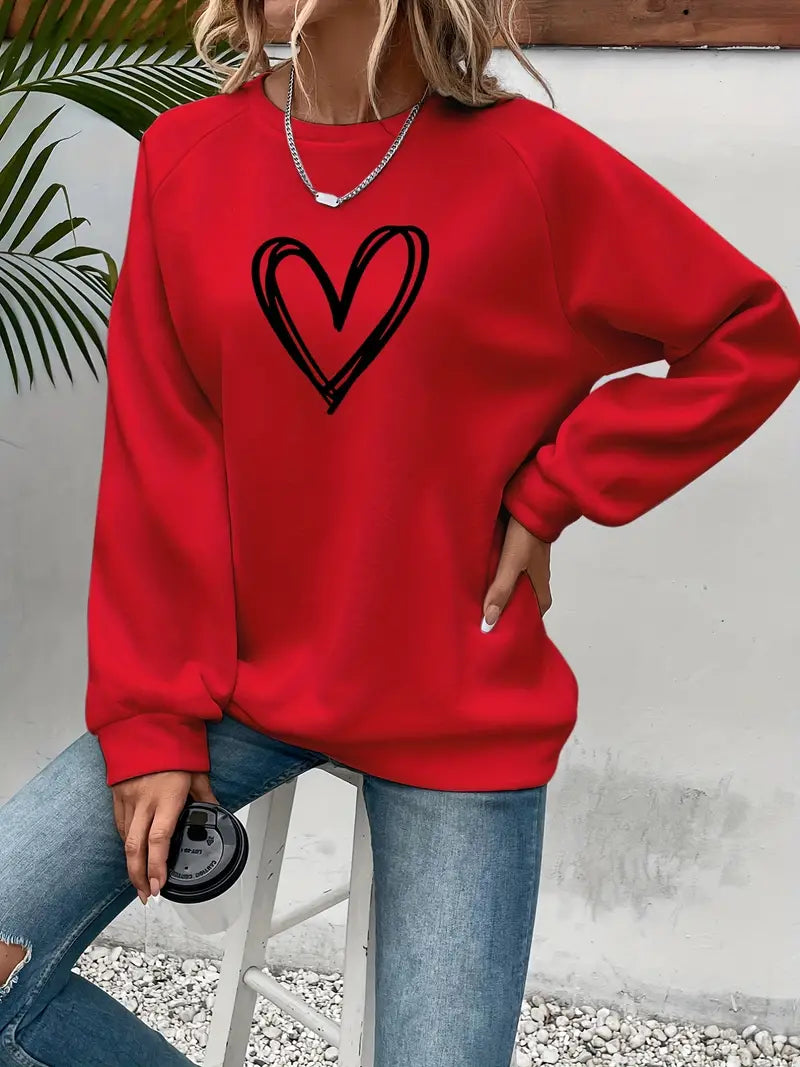 Eleganter Pullover Herz Muster Damen
