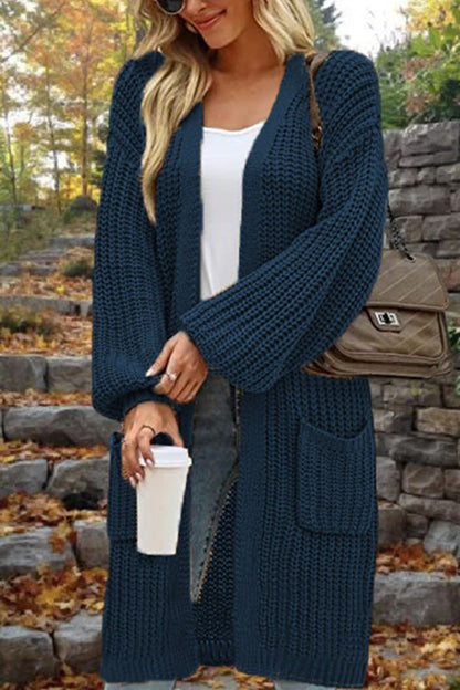 Oversized Cardigan Sweater Jacke Mit Taschen - IdealeKleiden