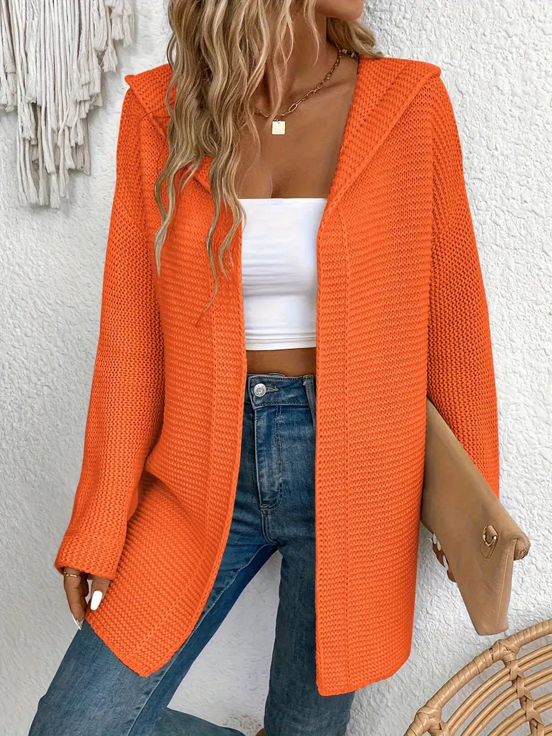 Praktische Strickjacke mit Verstellbarer Kapuze