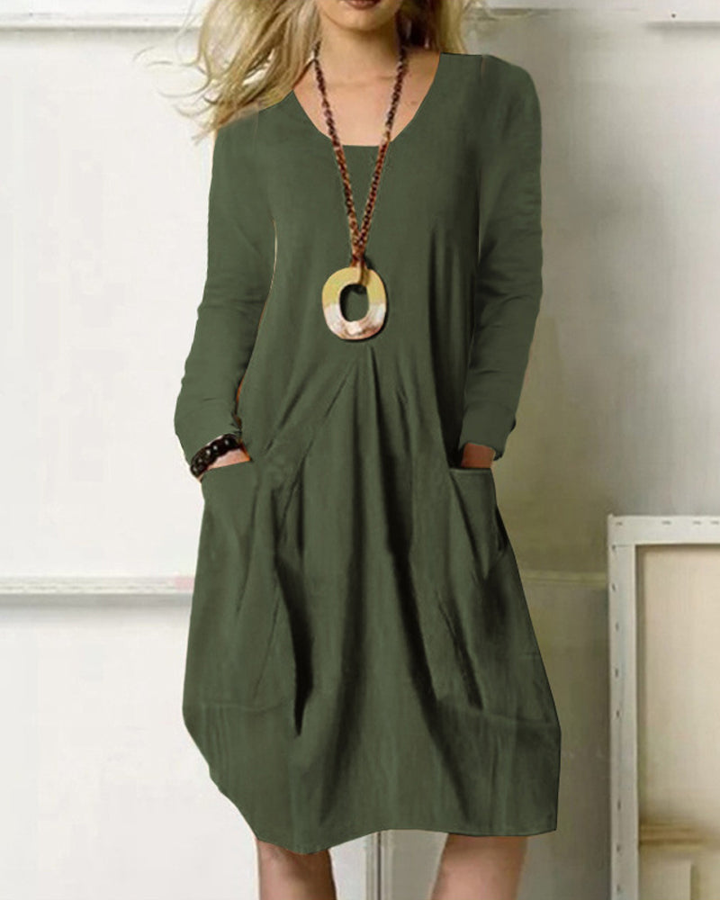 Praktisches Kleid Mit Taschen Damen