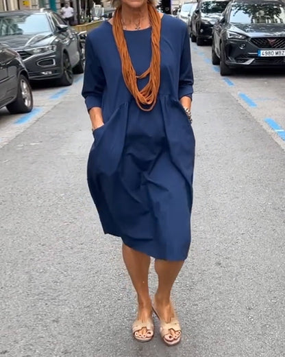 Nackenkleid Mit Taschen Damen Kleid - IdealeKleiden