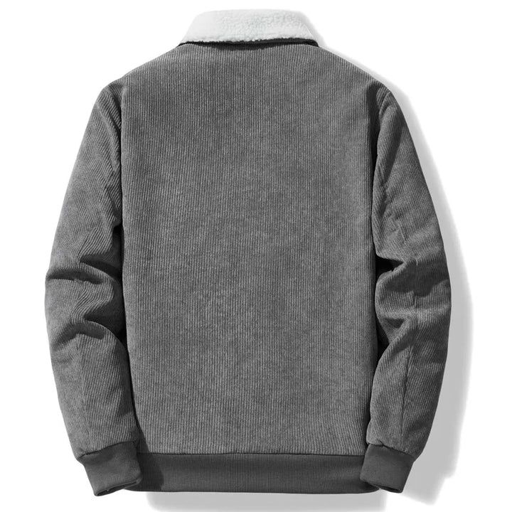 Herren Wintermantel Gerippt Fleece Isolierung Stehkragen - IdealeKleiden
