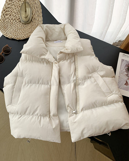 Elegante Steppjacke Ärmellos Schwarz Reißverschluss
