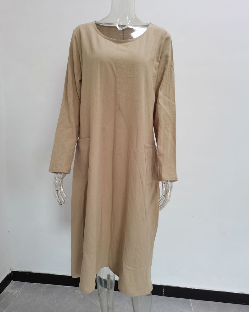 Praktisches Kleid Mit Taschen Damen - IdealeKleiden