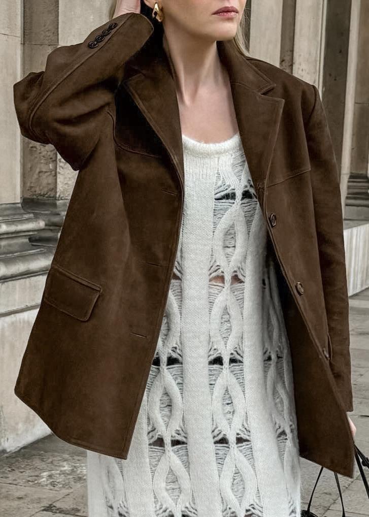 Elegante Samtjacke Wildleder Optik Vintage Style