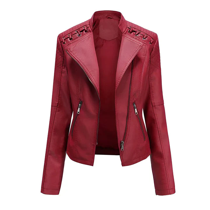 Lederjacke Damen Schwarz Reißverschluss