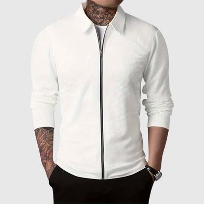 Herren Waffelstrick Jacke Warm Zip Up