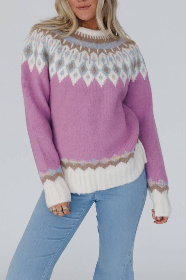 Weihnachten Pullover Langarm Rundhals Wollig Warm