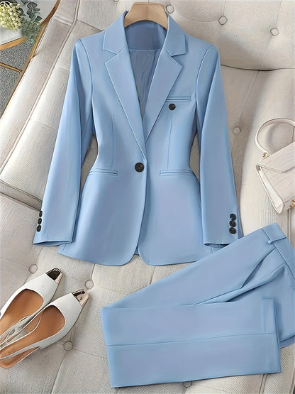 Elegantes Frauenkleid Klassischer Look Blazer Set