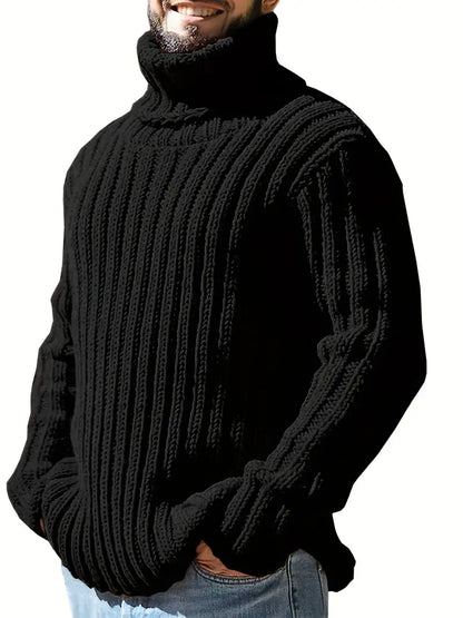 Einfarbig Rollkragen Pullover Herren Mode