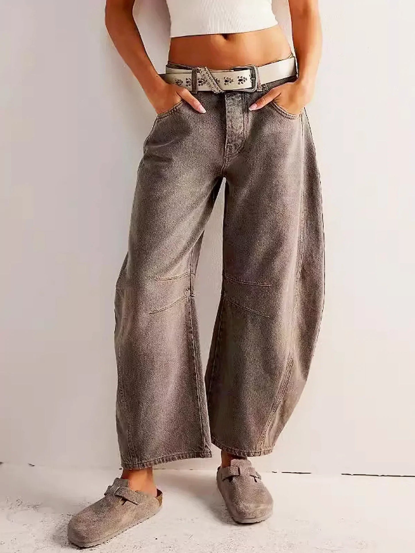 Damen Jeans Weitbein Trendy Bedruckt