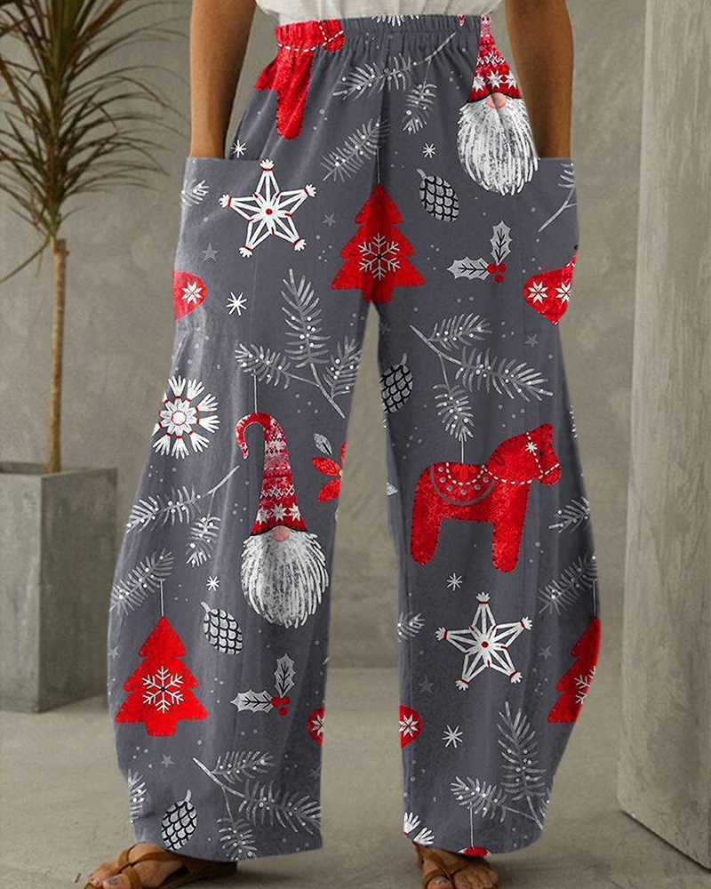 Weihnachtshose Freizeit Hose Mit Festlichem Druck