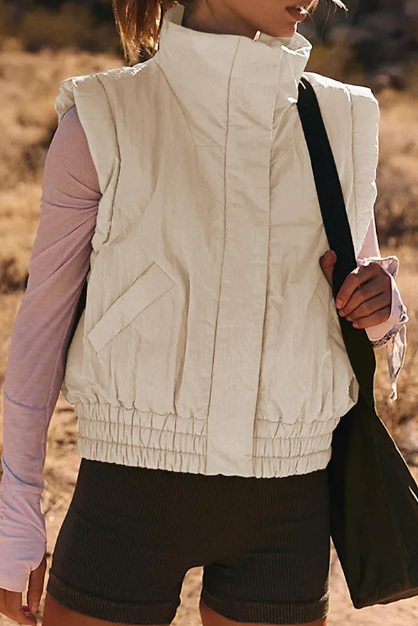 Modische Ärmellose Jacke Mit Stehkragen