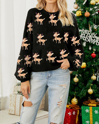 Weihnachtspullover Reh Motiv Strick