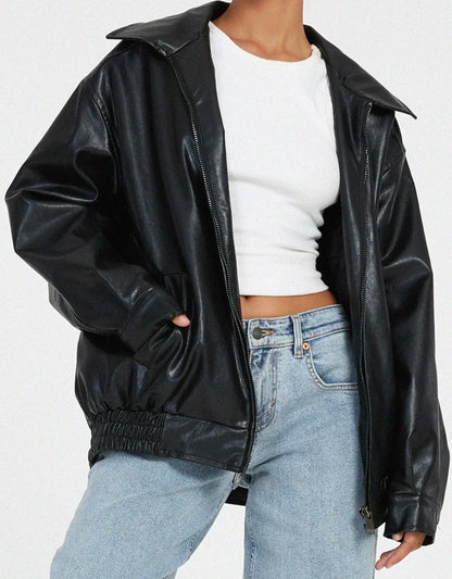Übergröße PU Jacke Streetwear Style