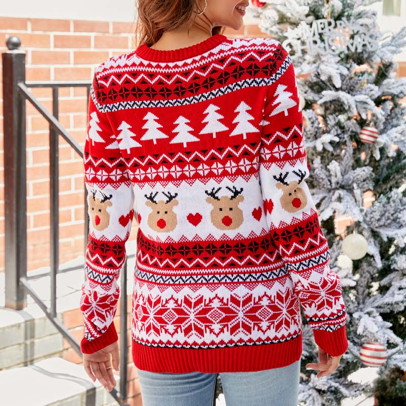 Weihnachtsstrickpullover Rentier Design - IdealeKleiden