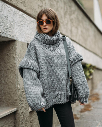 Weite Strickpullover Damen Rollkragen Oversize