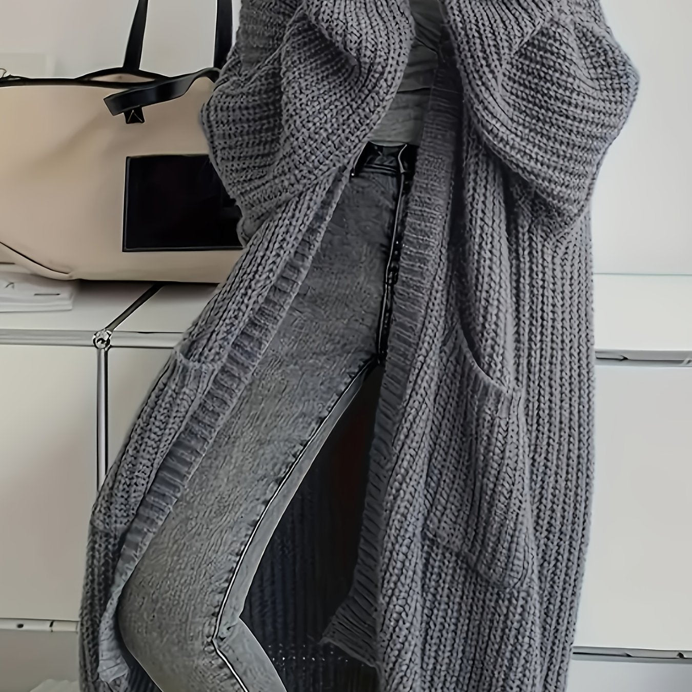 Damen Strickcardigan Elegant Gürtel