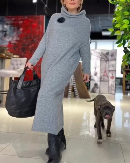 Kleid Mit Rollkragen Langärmlig Elegante Damenkleidung