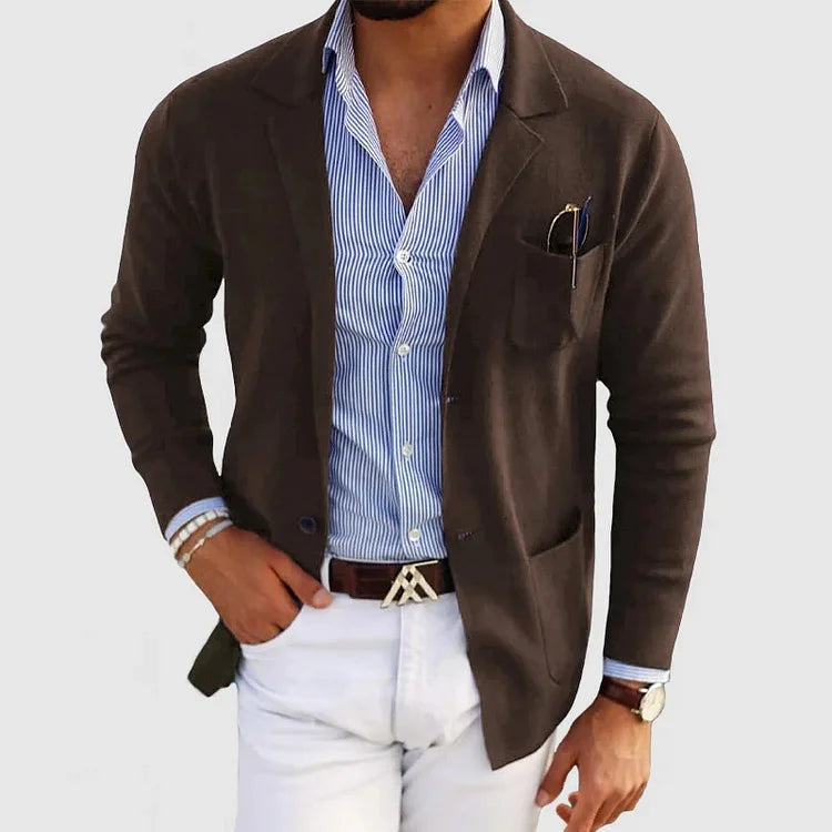 Herren Strickblazer Beige Casual