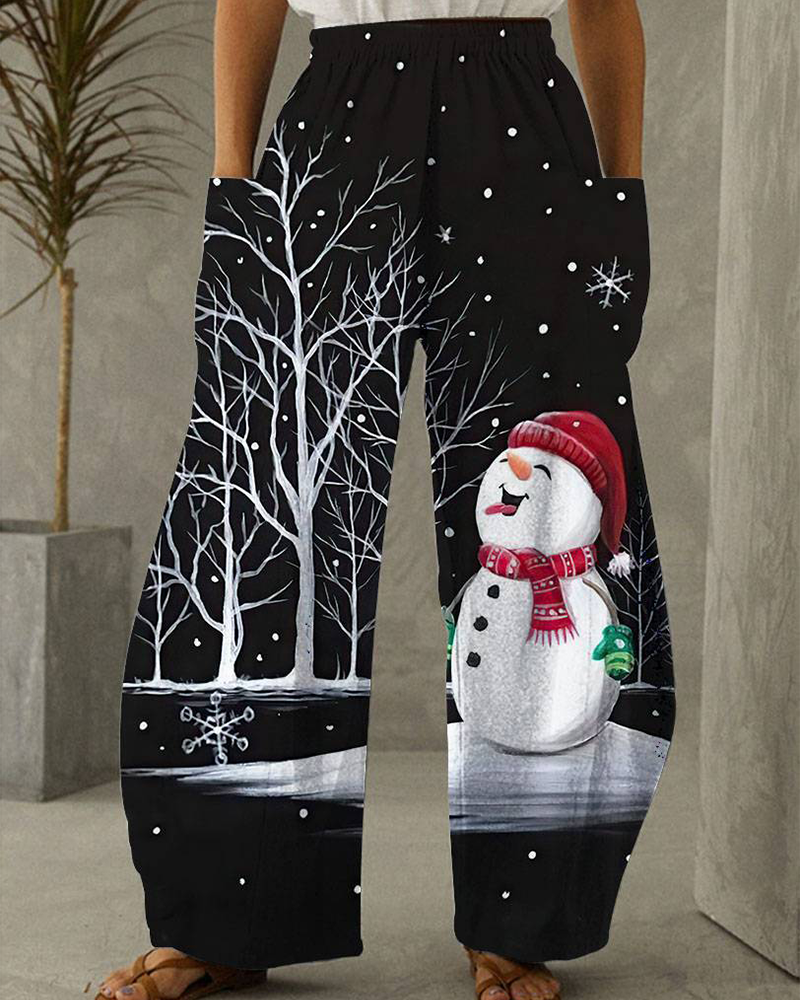 Weihnachtshose Freizeit Hose Mit Festlichem Druck