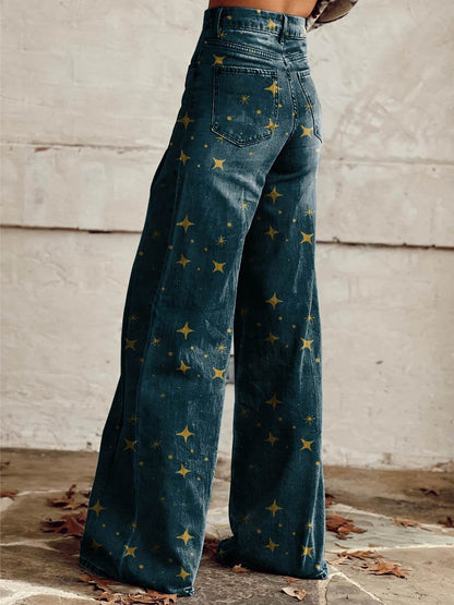 Stilvolle Frauenhose Sternenmuster Elegant - IdealeKleiden