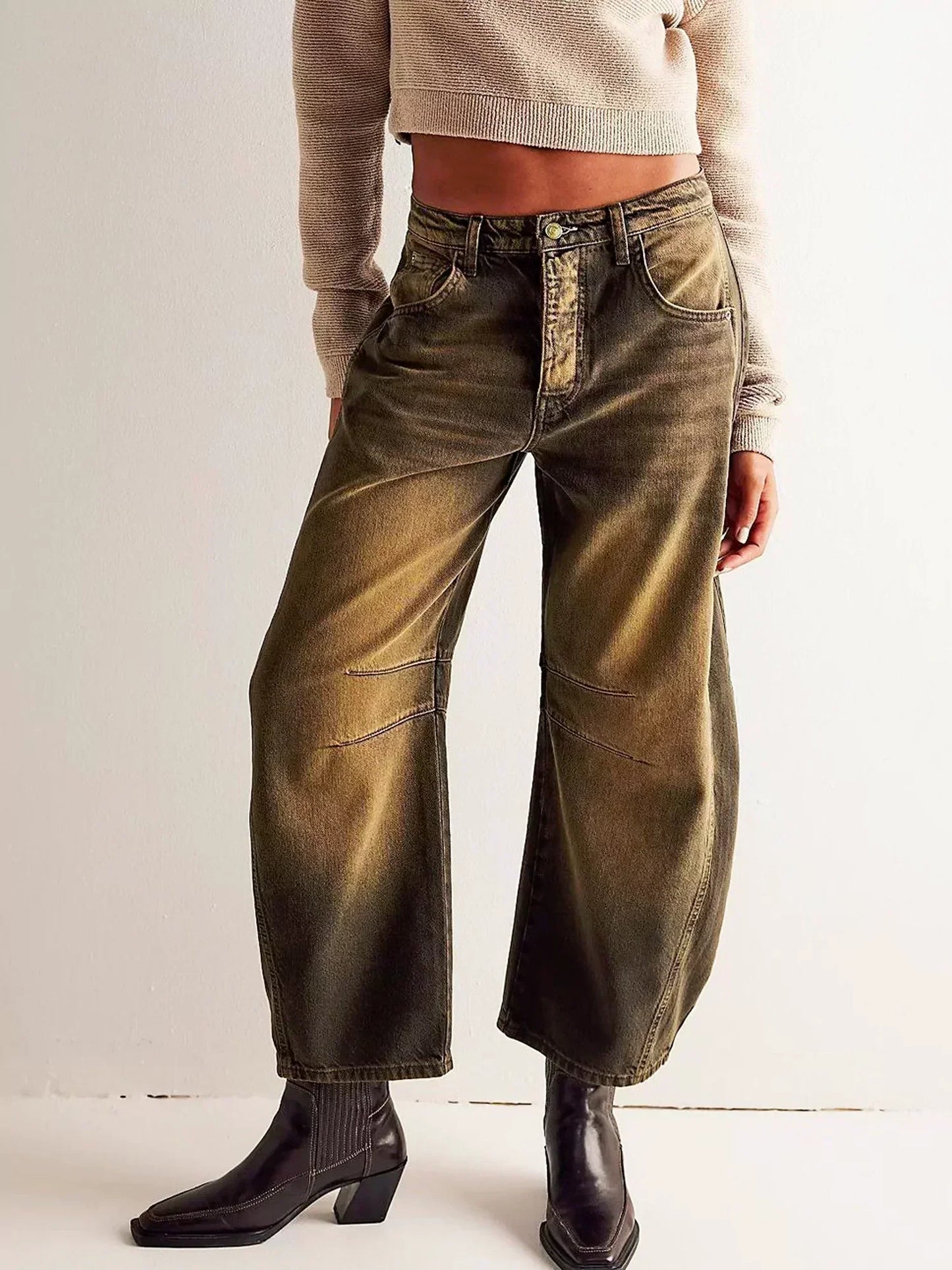 Damen Jeans Weitbein Trendy Bedruckt