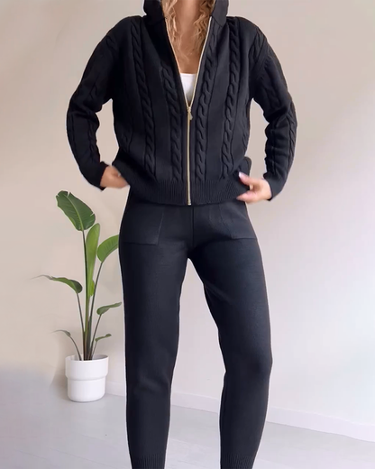 Stylisches Cardigan-Set mit Twist-Design und lässigem Look