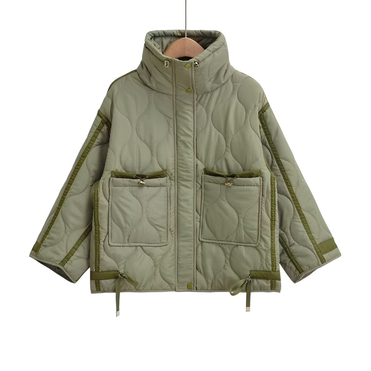 Modische Baumwolle Jacke Damen Hüftlang mit Stehkragen
