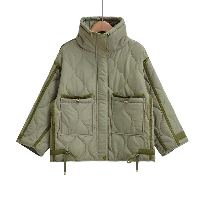 Modische Baumwolle Jacke Damen Hüftlang mit Stehkragen