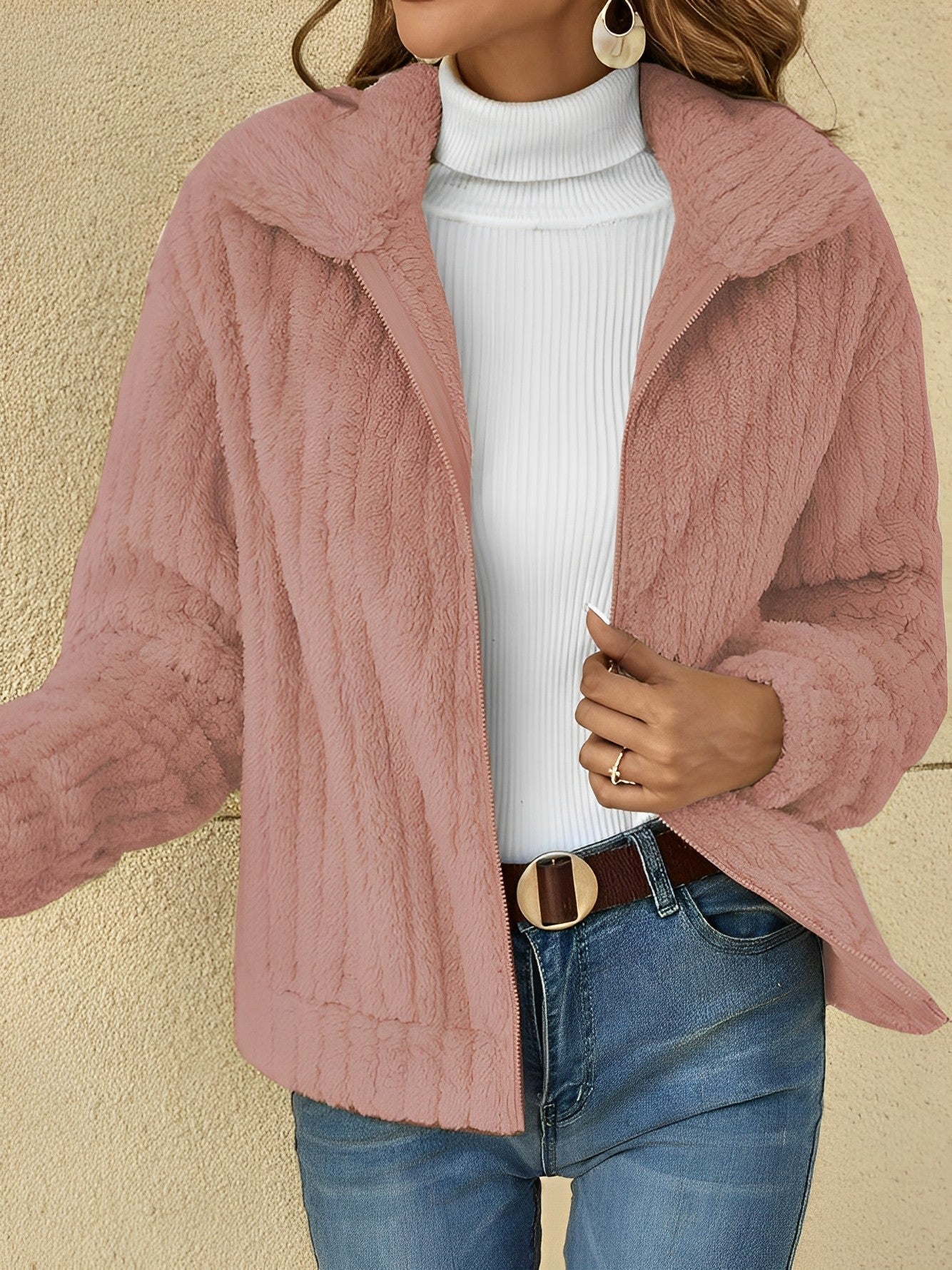 Damen Zip-Jacke Bequem Relaxed Fit