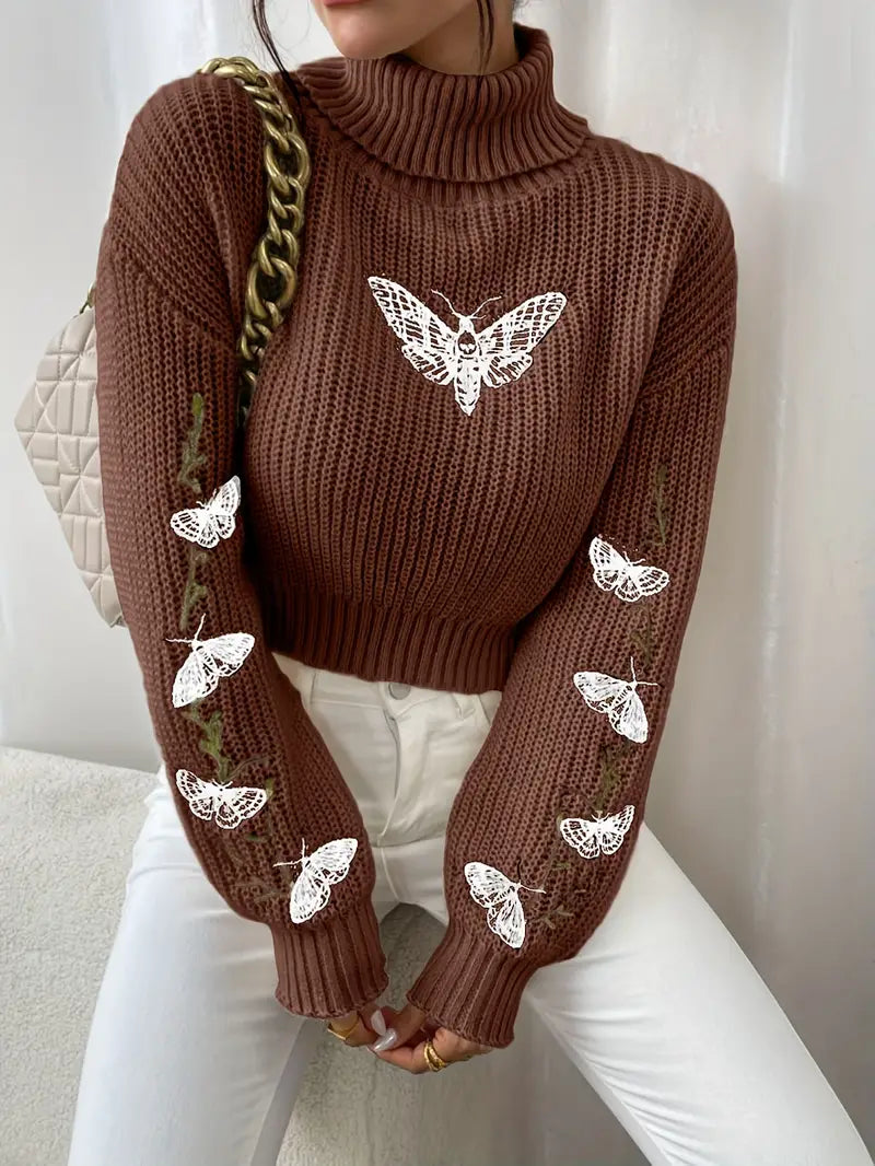 Modischer Damenpullover Schmetterling Muster