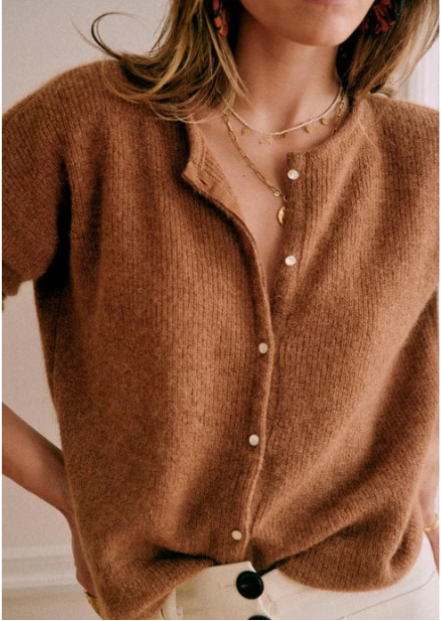 Damen Strickjacke V-Ausschnitt Knopfverschluss