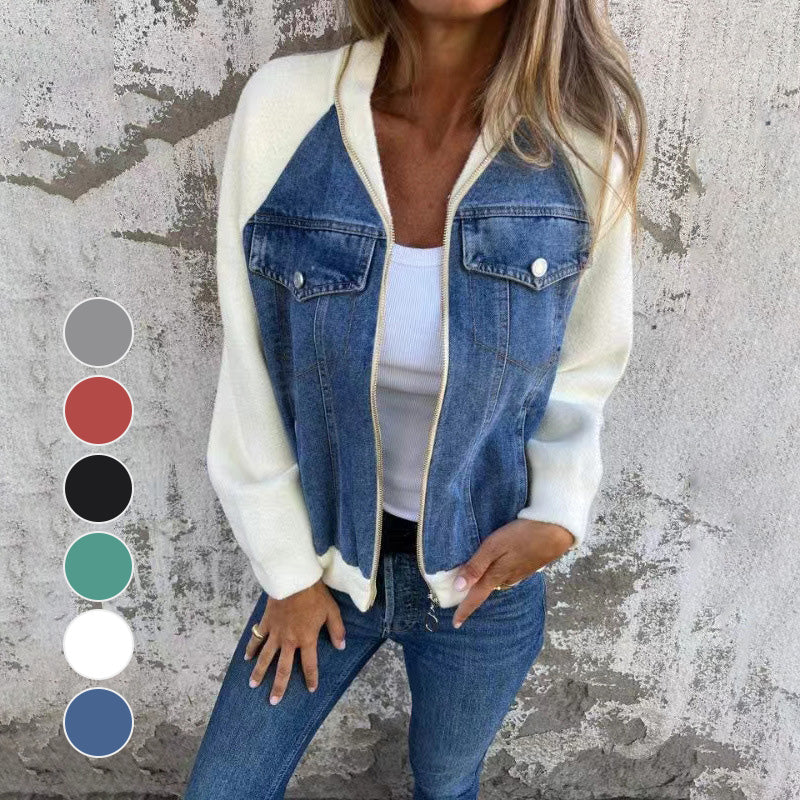 Modische Damen Jeansjacke Klassisch Lässig